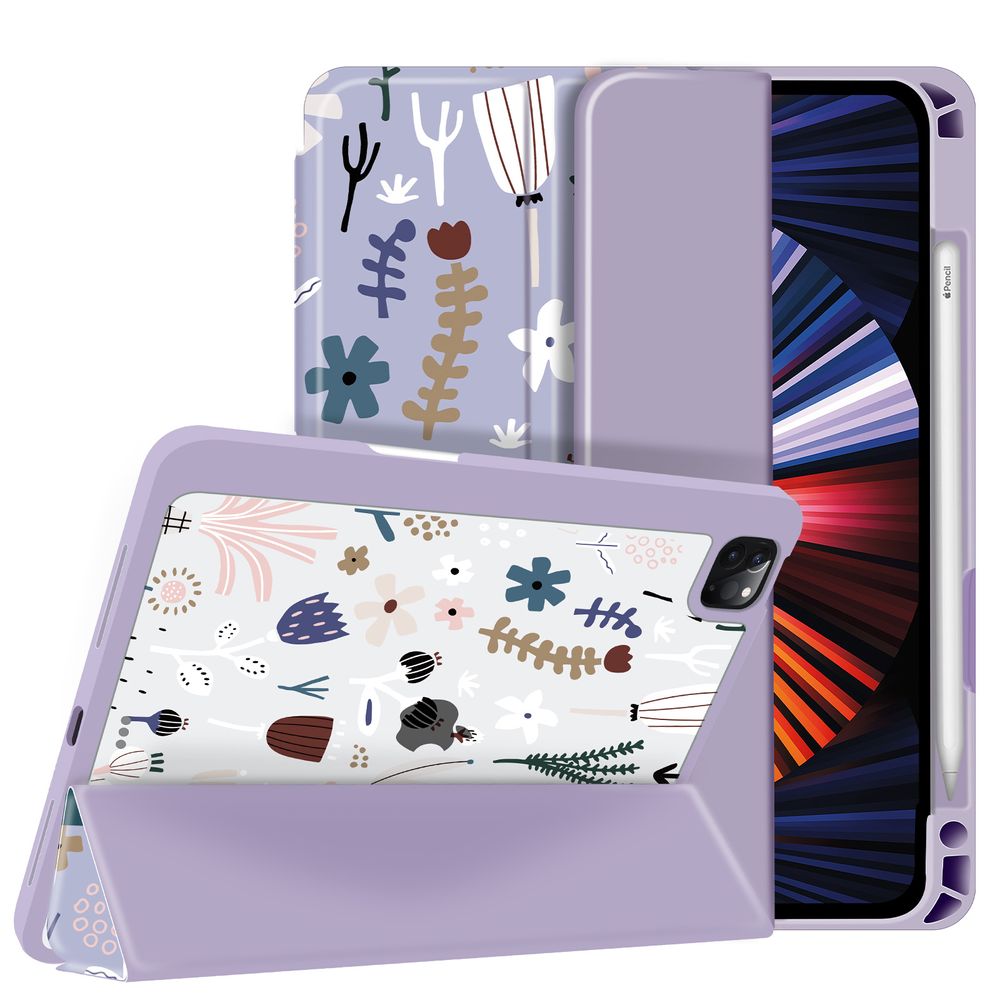 Чохол-книжка для iPad Pro 11/Air 4-5 (10.9) 11" Фіолетовий з квітами Magnetic Case