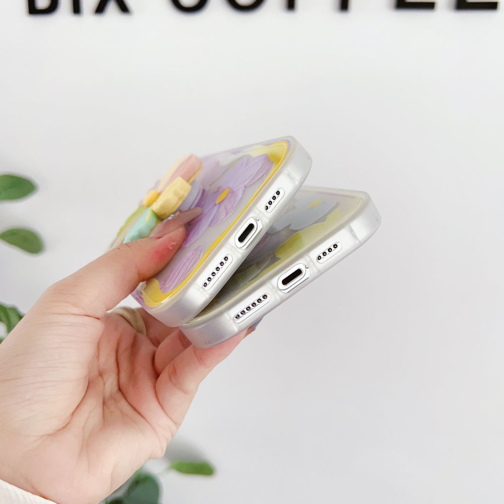 Чехол для iPhone 14 Pro Цветик-Семицветик с ремнем для плеча Фиалковый