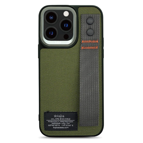 Чехол для iPhone 15 Pro Kajsa Military Collection - Straps Back Case Olive