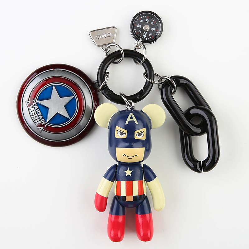 Брелок (ключница) Bearbrick мишка Капитан Америка со щитом