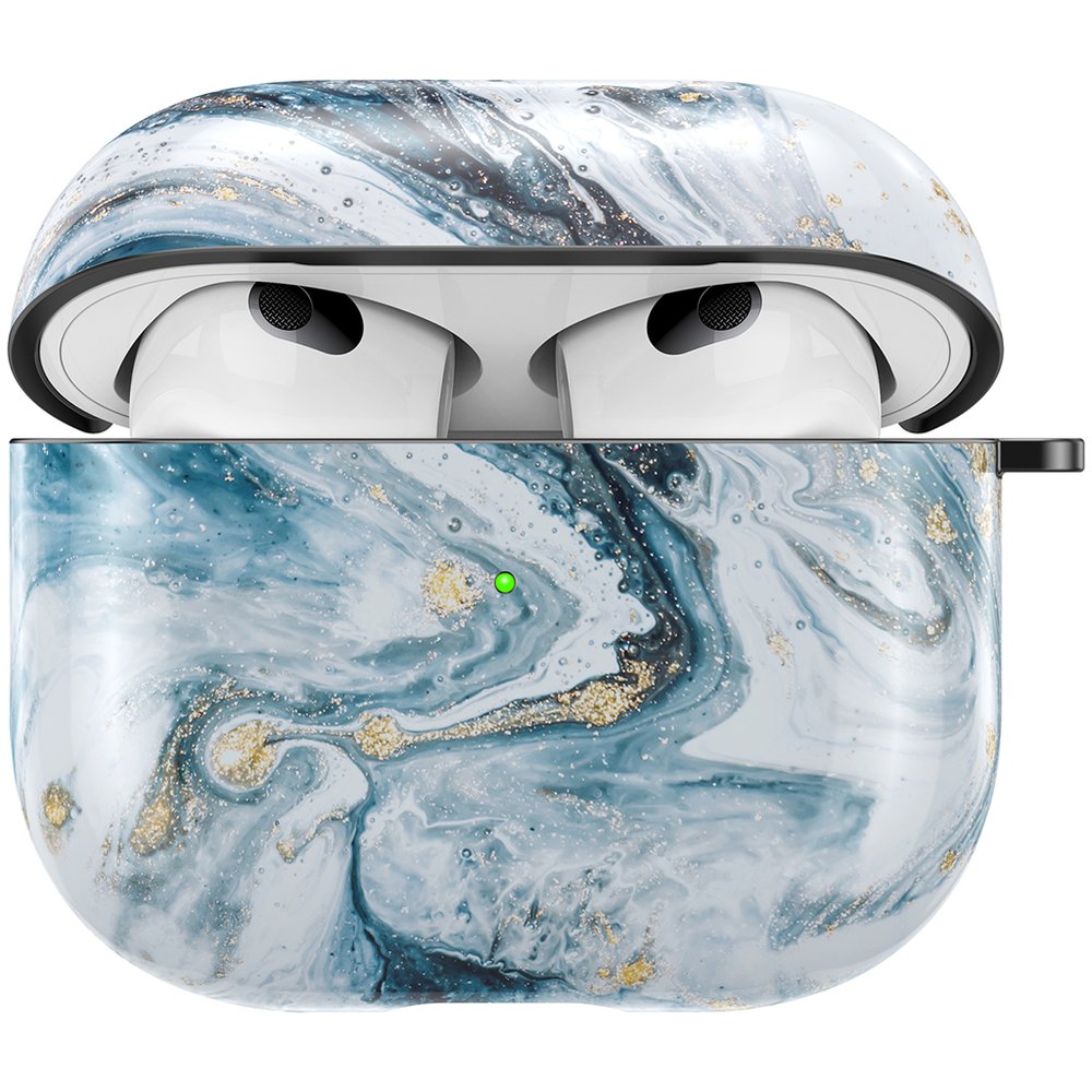 Дизайнерский чехол для Apple Airpods 3 Бирюзовый мрамор