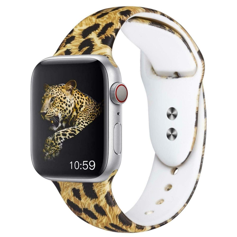 Силиконовый коричневый ремешок "Леопардовый принт" для Apple Watch 38-40 мм (Series 6/5/4/3/2)