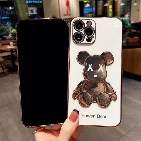 Роскошный чехол для iPhone 12 Pro Max 3D Bearbrick Kaws Power Bear Белый
