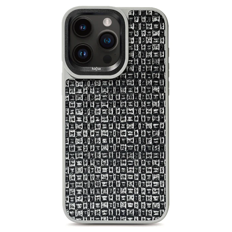 Чехол для iPhone 15 Pro Max Kajsa Glamorous Collection - Woven Pattern Back Case Light Gray