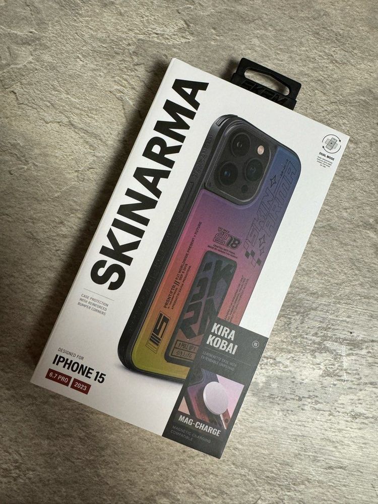Чехол для iPhone 15 Pro Max Skinarma Kira Kobai (Mag-Charge + Grips-Tand) Hologram