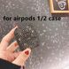 Блестящий алмазный чехол черного цвета со стразами для Apple Airpods 1/2