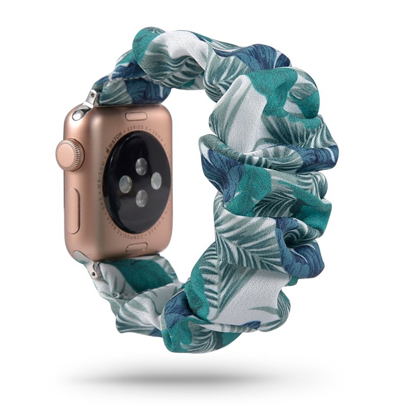 Ремінець "Листя" зелений для Apple Watch 38-40 мм (Series 6/5/4/3/2) + резинка для волосся