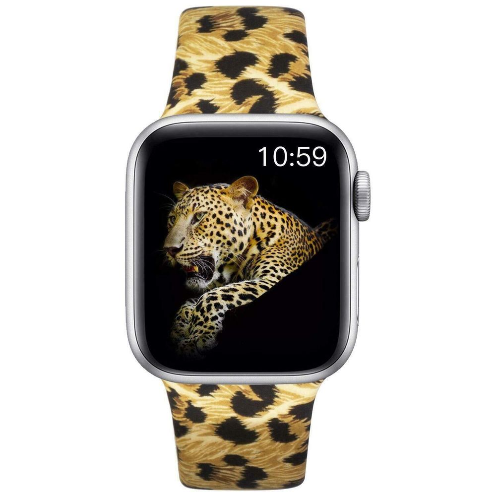 Силиконовый коричневый ремешок "Леопардовый принт" для Apple Watch 42-45 мм (Series 6/5/4/3/2)