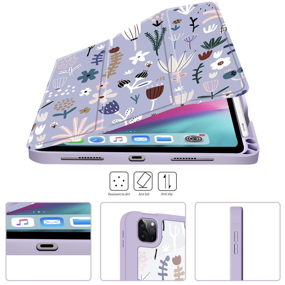 Чохол-книжка для iPad Pro (2018/2020/2021) 12.9" Фіолетовий з квітами Magnetic Case