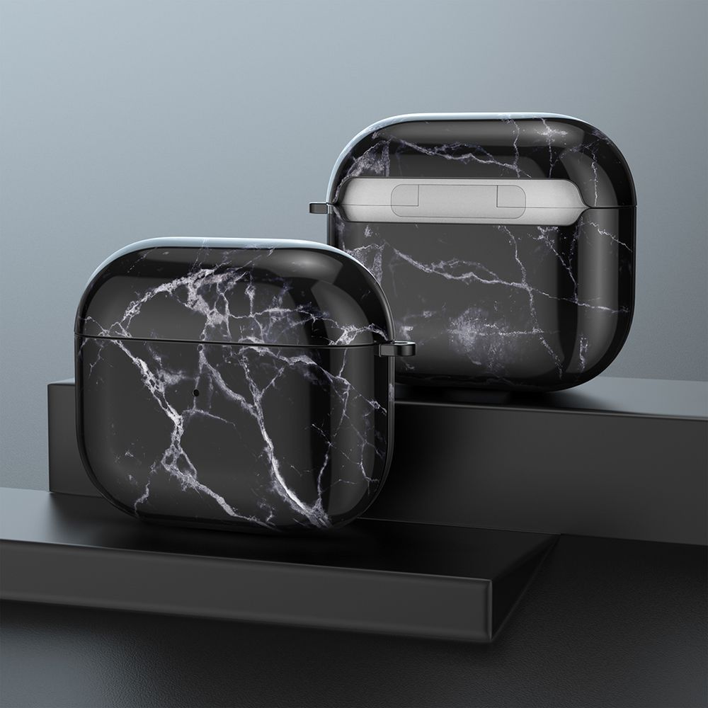 Дизайнерский чехол для Apple Airpods 3 Черный мрамор