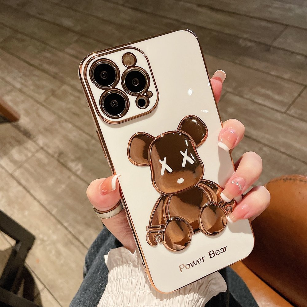 Роскошный чехол для iPhone 12 3D Bearbrick Kaws Power Bear Белый
