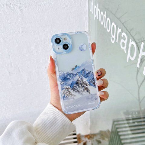 Чехол для iPhone XS Max Snowy Mountains с защитой камеры Прозрачно-белый