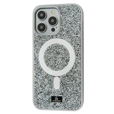 Чехол для iPhone 15 Pro Max Bling World Rock Diamond with MagSafe Silver