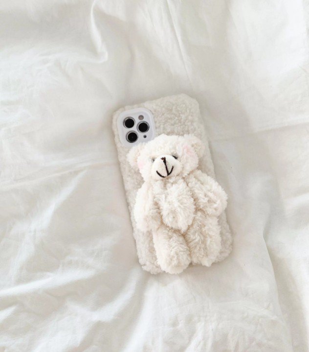3D Чохол для iPhone 11 з плюшевим ведмедиком Білий