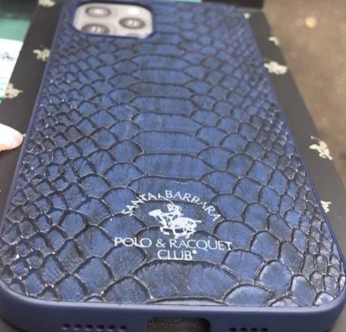 Синий чехол Santa Barbara Polo Knight Змеиная кожа для iPhone 12