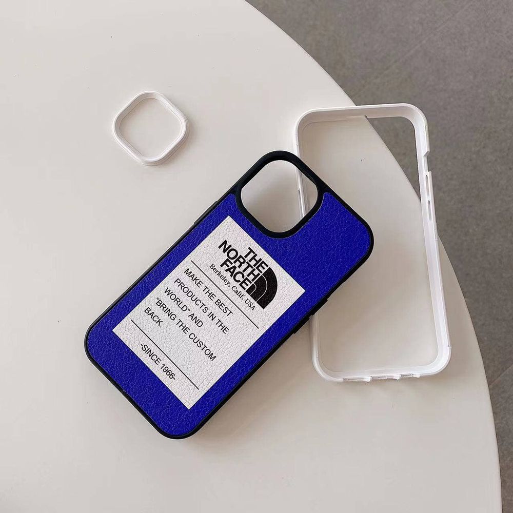 Флуоресцентний шкіряний чохол для iPhone XR The North Face Синій