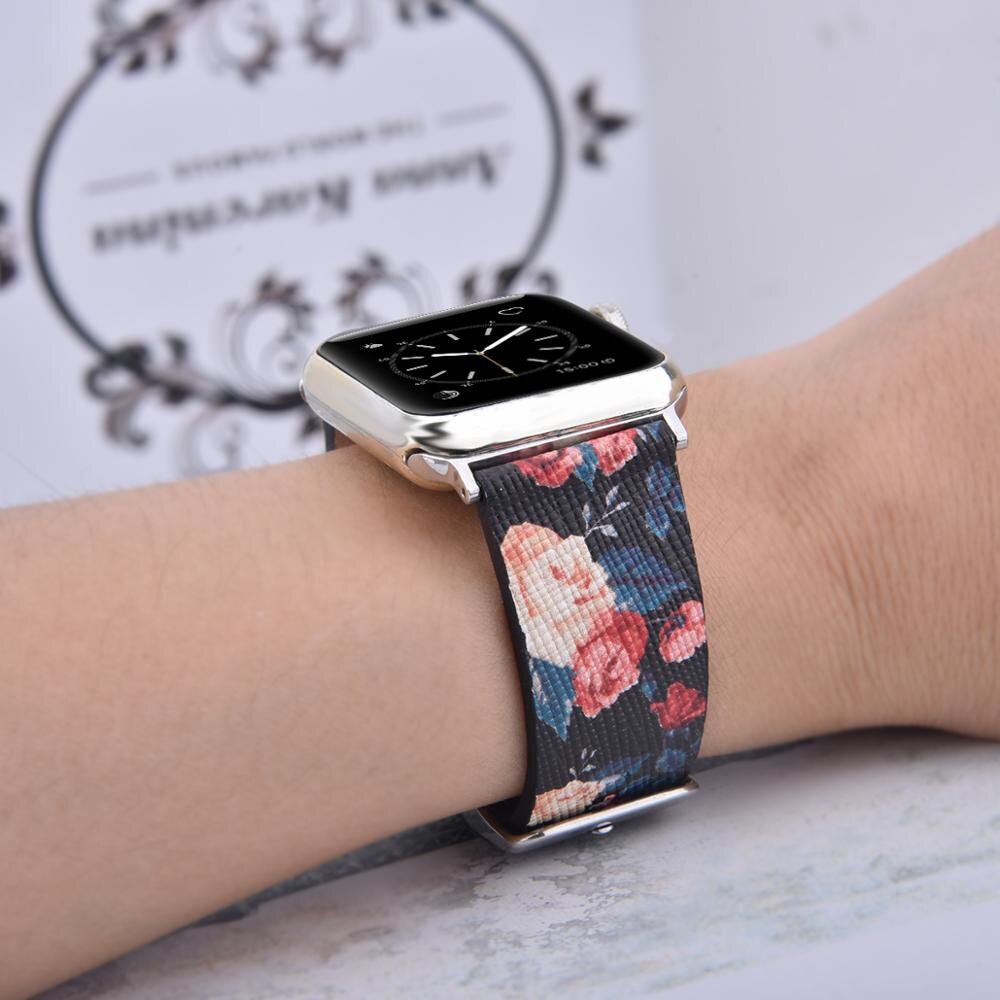 Женский кожаный ремешок "Пионы" для Apple Watch 38-41 мм (Series 6/5/4/3/2)