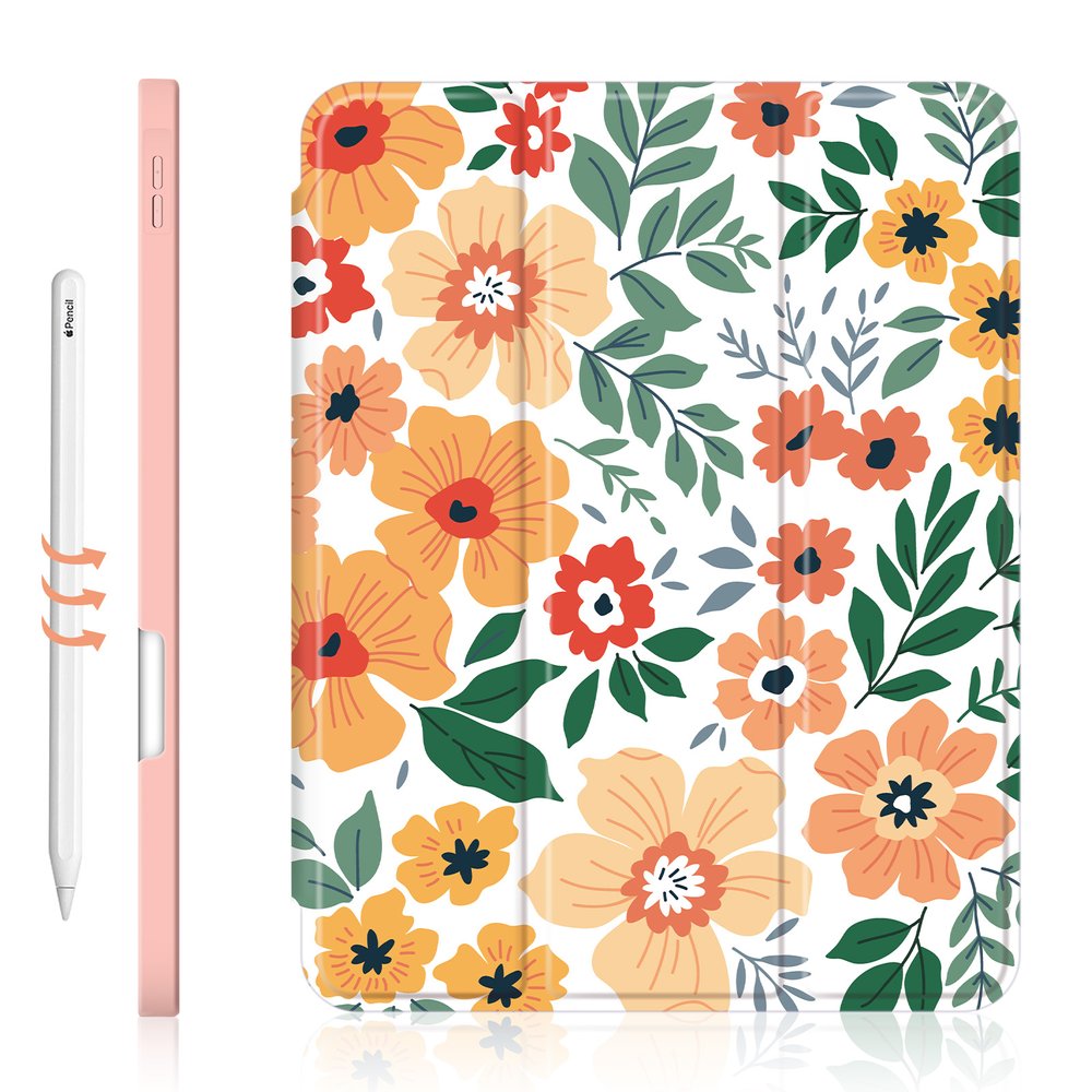 Чохол-книжка для iPad Pro 11/Air 4-5 (10.9) 11" Помаранчевий з квітами Magnetic Case