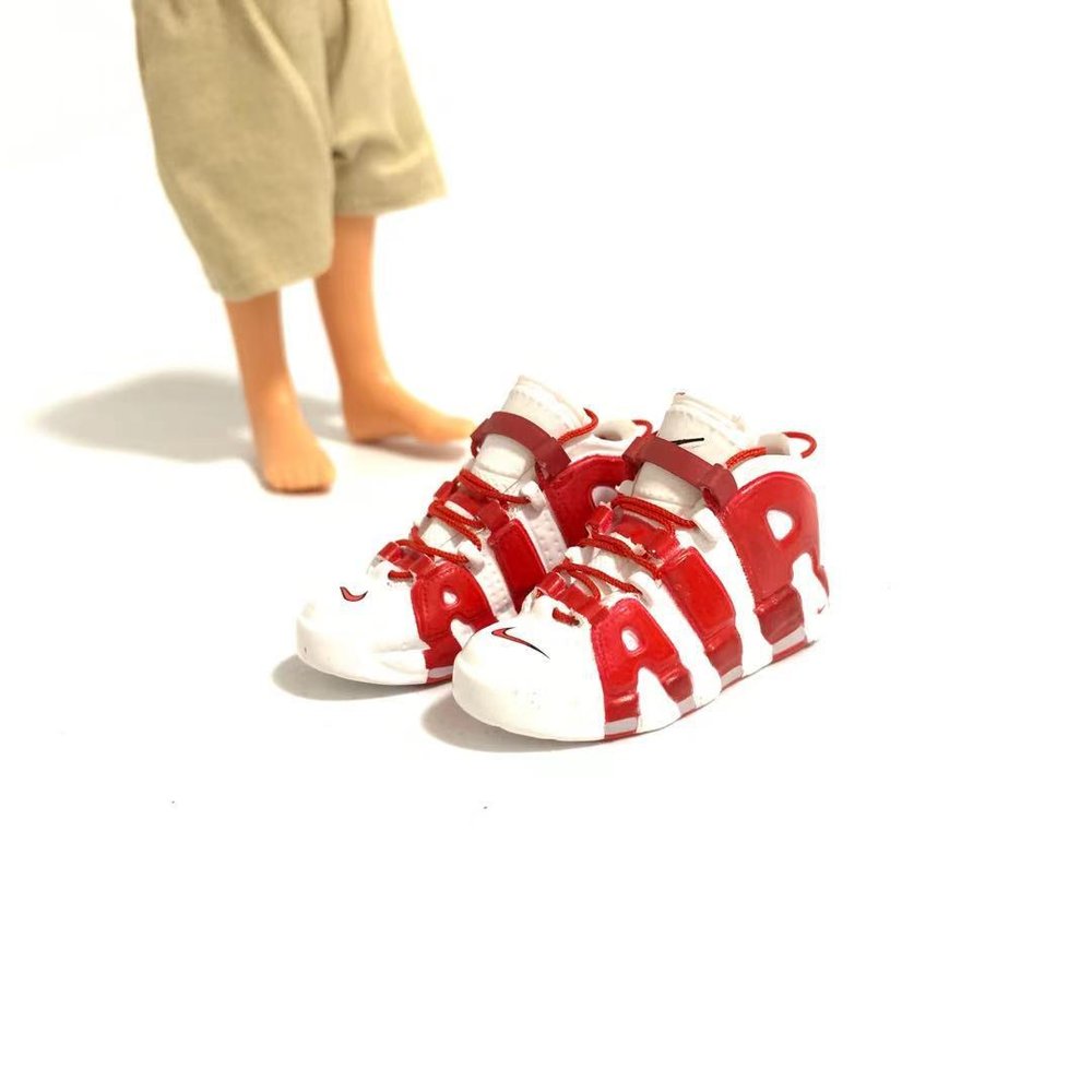Брелок (ключница) Nike Air More Uptempo 3D мини-кроссовки Красный, 1 пара