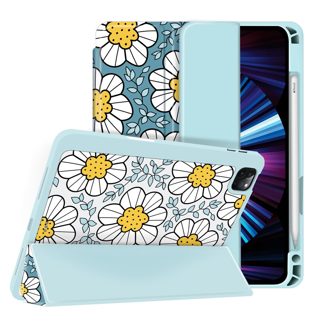 Чехол-книжка для iPad Pro 10.5/Air 3 10.5" Голубой с белыми цветами Magnetic Case