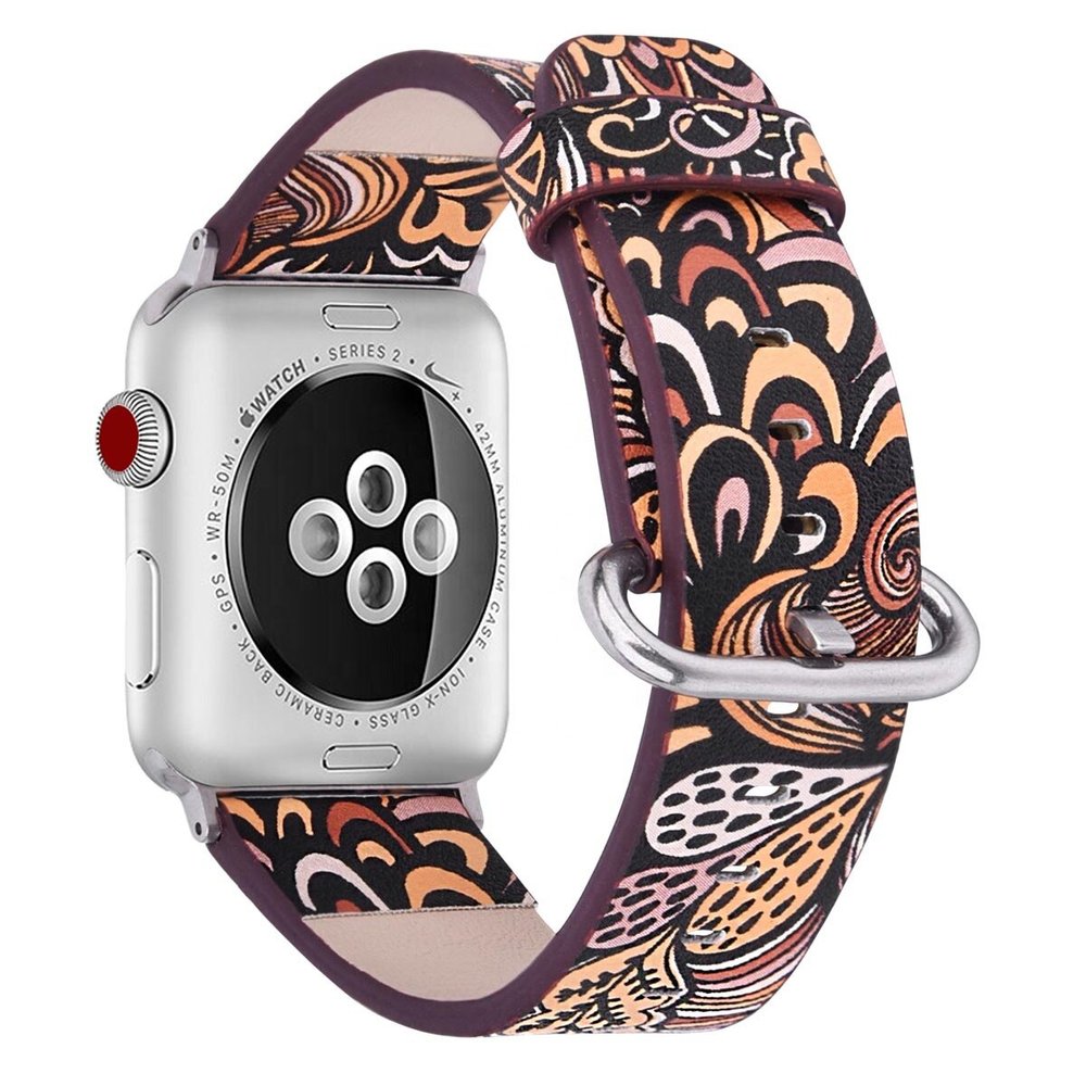 Женский кожаный ремешок "Джунгли" для Apple Watch 38-41 мм (Series 6/5/4/3/2)