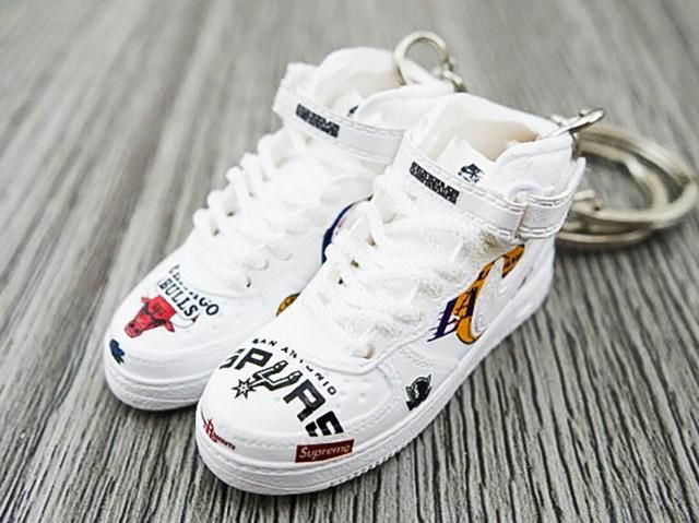 Брелок (ключниця) Nike Air Force 1 High NBA 3D міні-кроссовки Білий, 1 пара