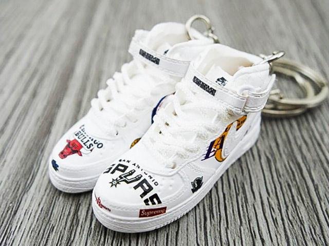 Брелок (ключница) Nike Air Force 1 High NBA 3D мини-кроссовки Белый, 1 пара