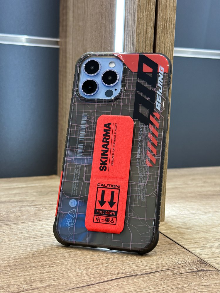 Чехол Skinarma Ryoiki для iPhone 13 Pro Max Black + Red с магнитной подставкой