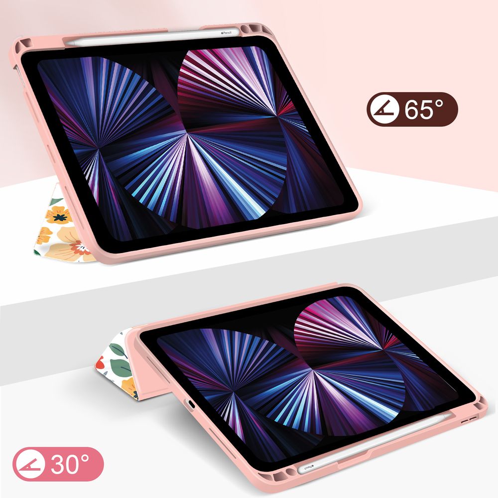 Чохол-книжка для iPad Pro (2018/2020/2021) 12.9" Помаранчевий з квітами Magnetic Case
