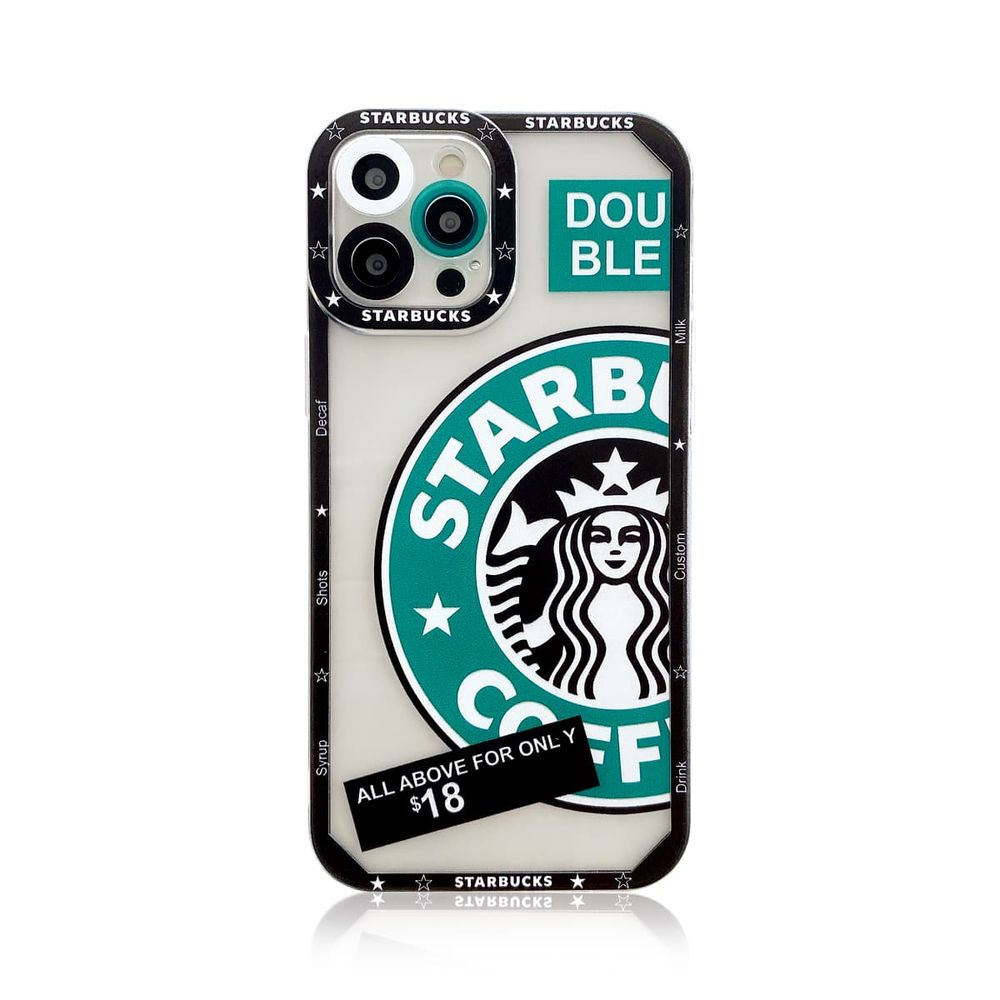 Чехол для iPhone 12 Pro Max Starbucks с защитой камеры Прозрачно-черный