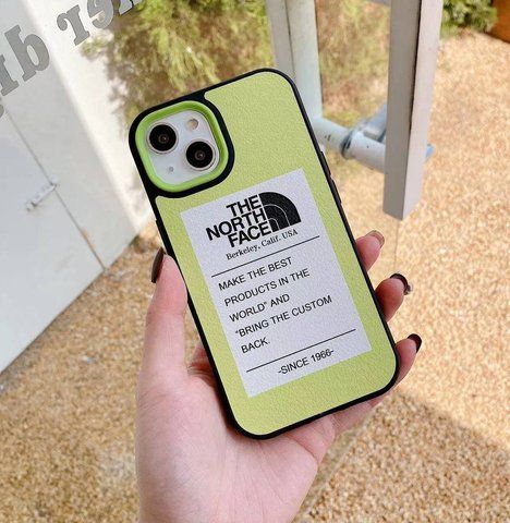 Флуоресцентный кожаный чехол для iPhone 12 The North Face Зеленый