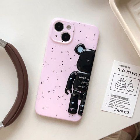 Чохол для iPhone 11 Pro Bearbrick з крапковим візерунком Рожевий