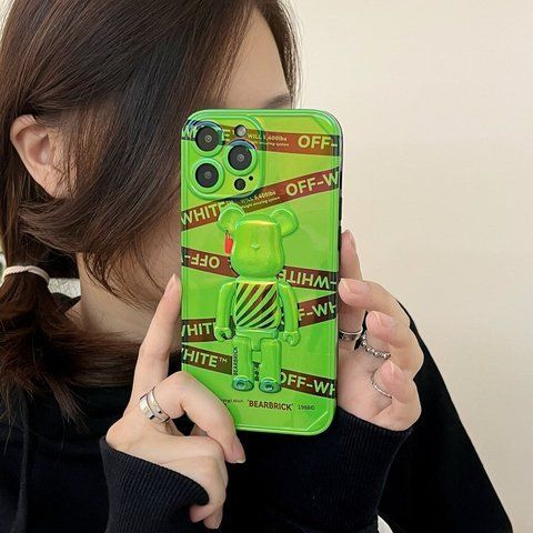 Чехол для iPhone X/XS 3D Bearbrick off White Зеленый