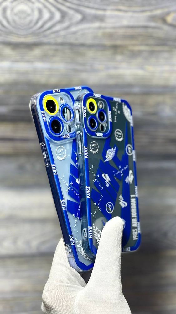 Чехол для iPhone 14 Plus Nike с защитой камеры Прозрачно-синий