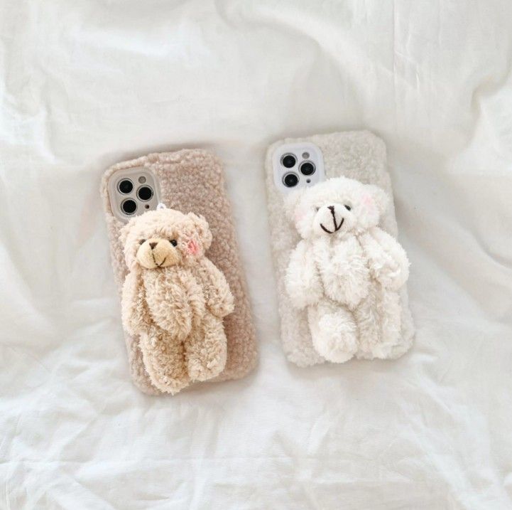 3D Чохол для iPhone 12 з плюшевим ведмедиком Білий