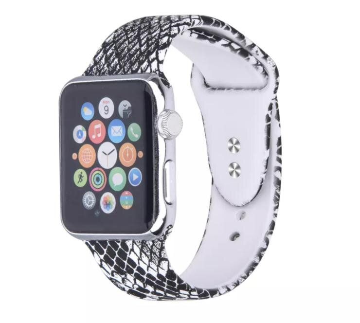 Силіконовий чорно-білий ремінець "Пітон" для Apple Watch 38-41 мм (Series 6/5/4/3/2)