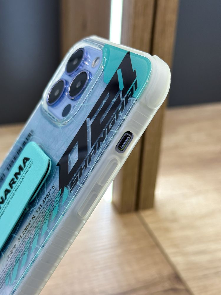 Чохол Skinarma Ryoiki для iPhone 13 Pro Max Clear + Turquoise з магнітною підставкою