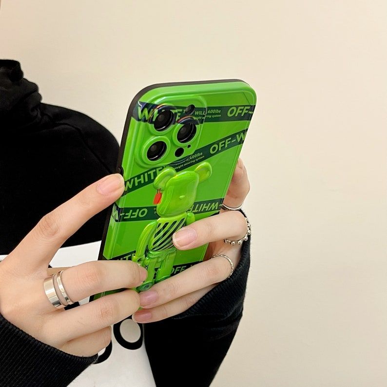 Чохол для iPhone X/XS 3D Bearbrick off White Зелений