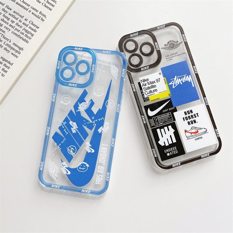 Чехол для iPhone 14 Plus Nike с защитой камеры Прозрачно-синий