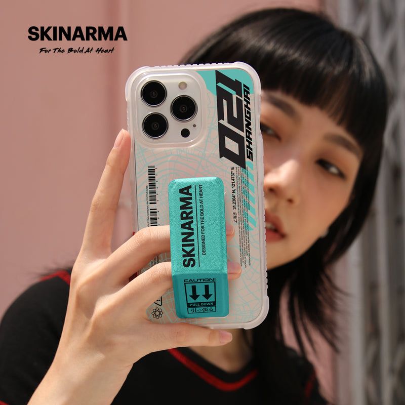 Чохол Skinarma Ryoiki для iPhone 13 Pro Max Clear + Turquoise з магнітною підставкою