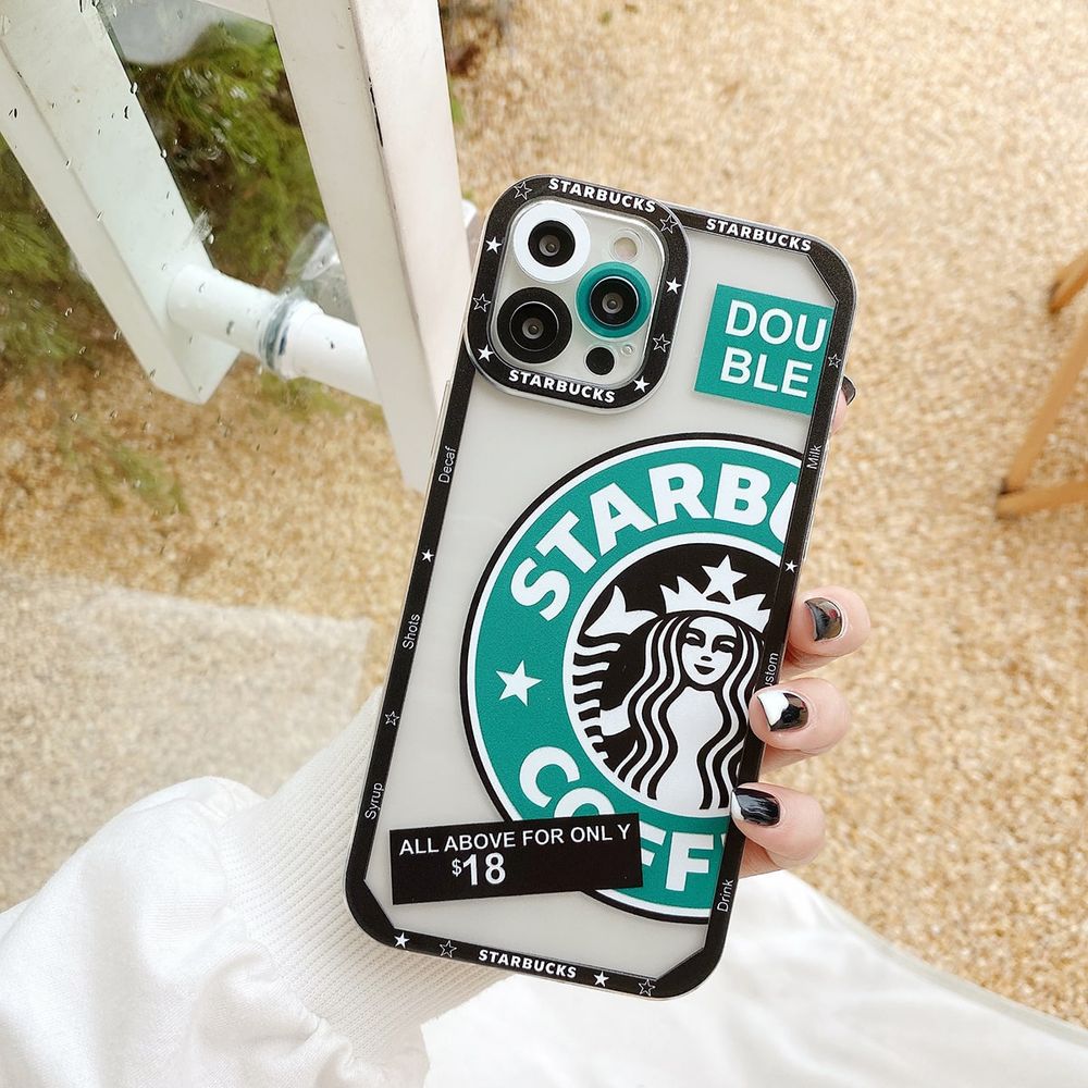Чехол для iPhone 12 Pro Starbucks с защитой камеры Прозрачно-черный
