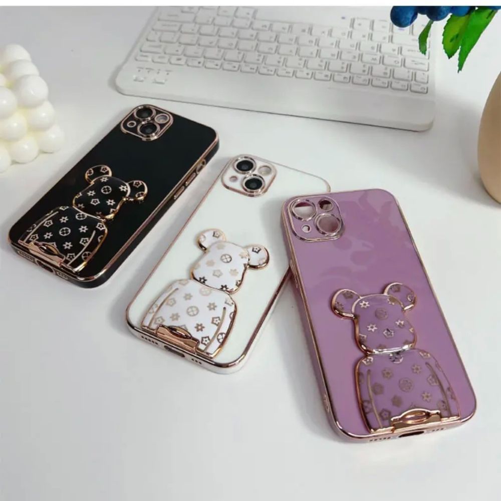 Чохол для iPhone 14 Plus Bearbrick Kaws з кронштейном Чорний