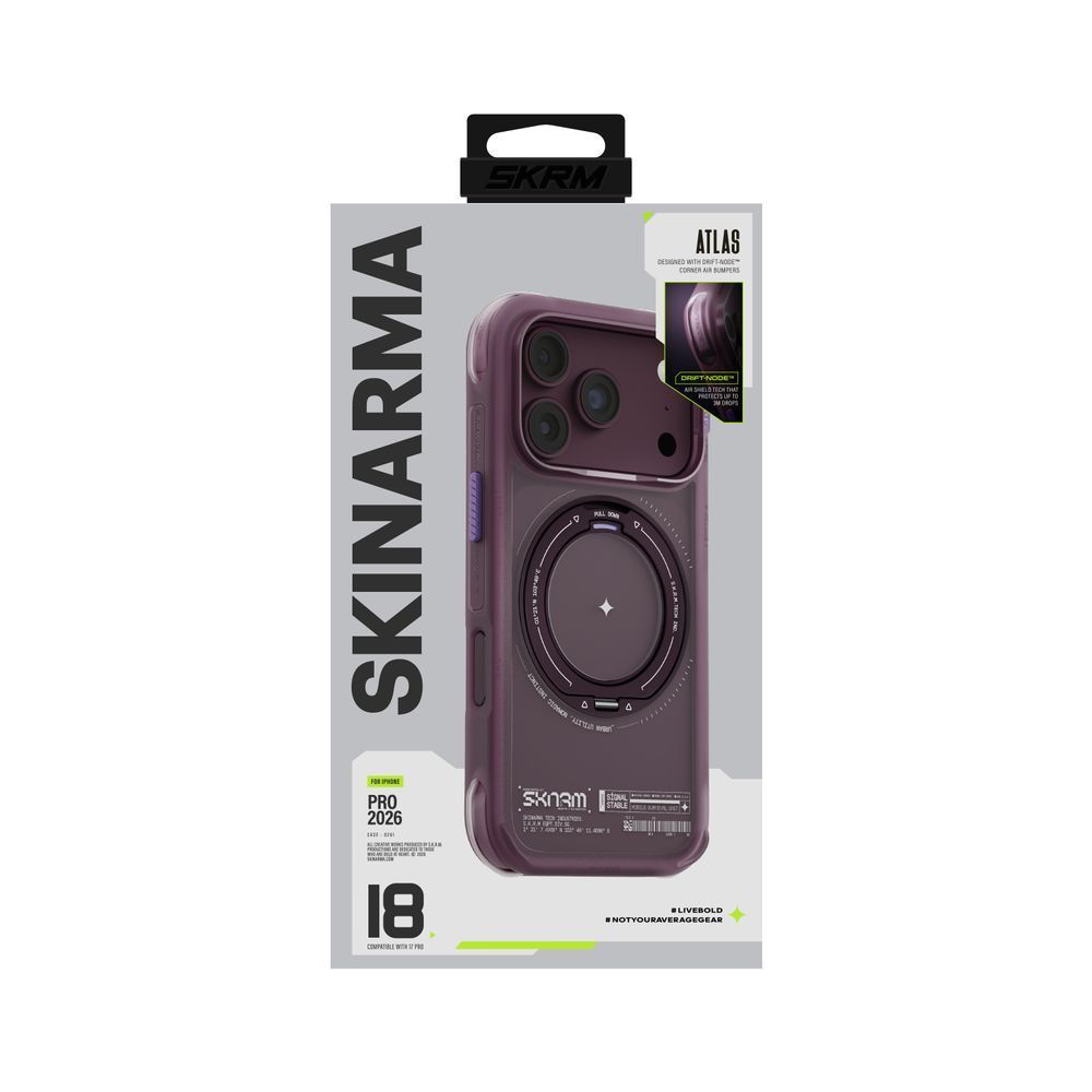 Чехол для iPhone 18 Pro Skinarma Atlas (2026) (Mag-Charge + Drift-Node&trade; Bumper) Burgundy