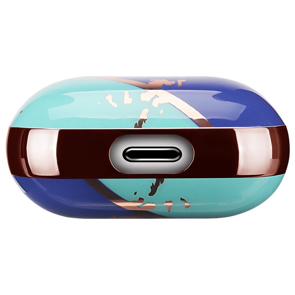 Дизайнерський мармуровий чохол для Apple AirPods 1/2 Бирюзово-Синій