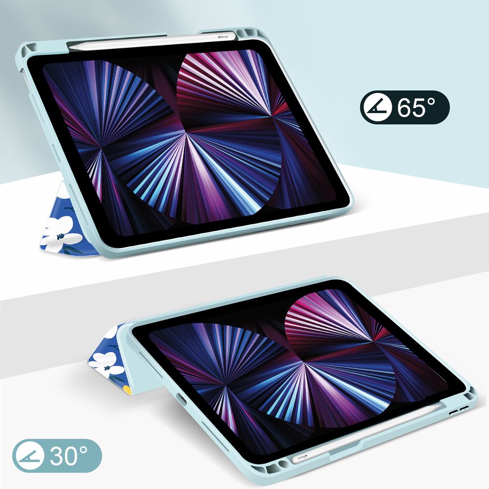Чехол-книжка для iPad Pro 11/Air 4-5 (10.9) 11" Синий с цветами Magnetic Case