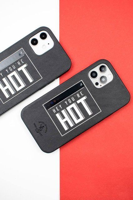 Черный чехол Santa Barbara Polo Egan "Hot" для iPhone 12 с термометром из кожи