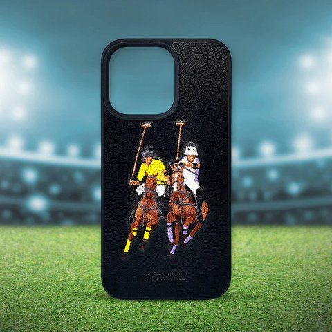 Шкіряний чохол для iPhone 13 Pro Santa Barbara Polo Jockey Чорний