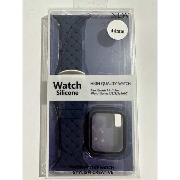 Ремешок + чехол для Apple Watch 44 мм Плетение Silicone Midnight Blue