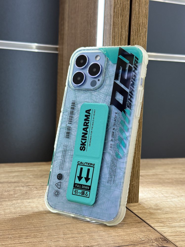 Чехол Skinarma Ryoiki для iPhone 13 Pro Clear + Turquoise с магнитной подставкой
