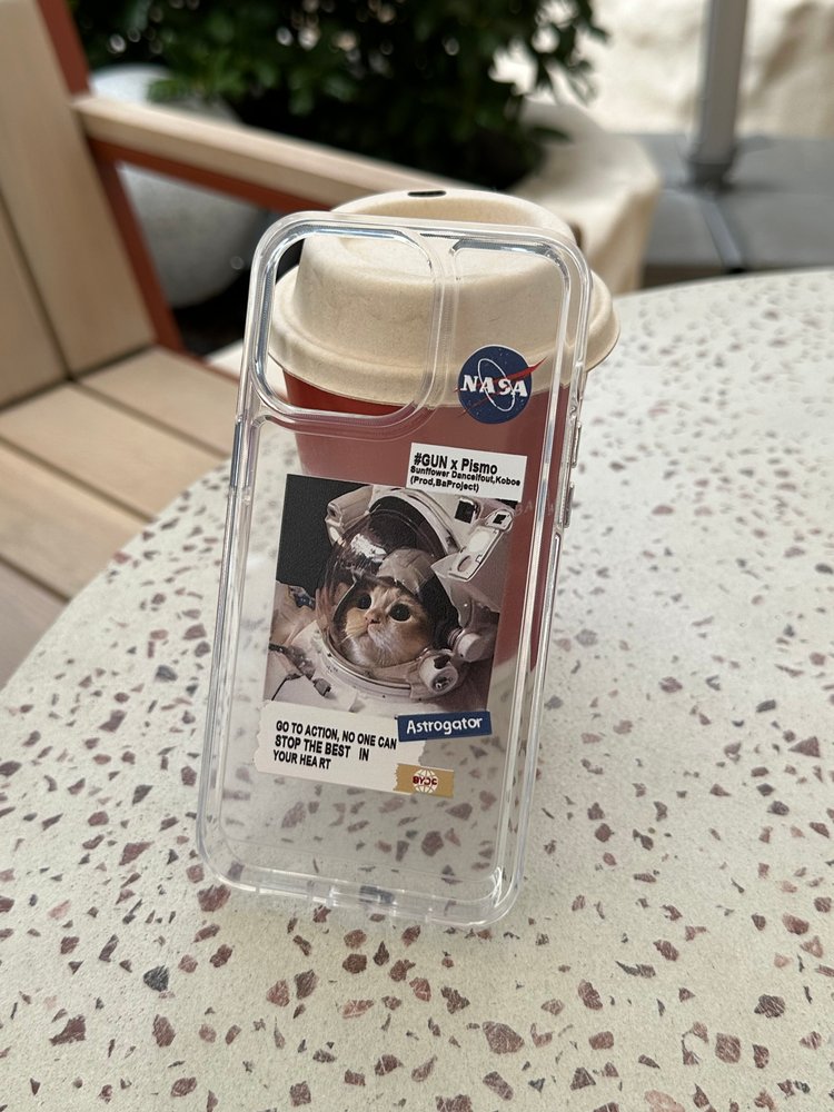 Чехол для iPhone 15 Pro Astronaut Cat NASA Прозрачный